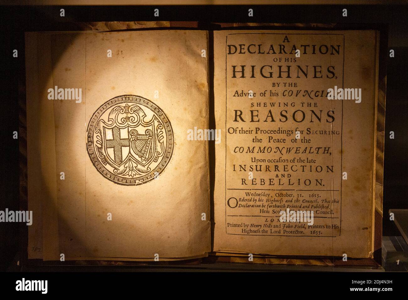 A Declaration of His Highness by the Advice of his Council in the National Civil War Centre, Newark Museum, Newark-on-Trent, Notts, UK. Stock Photo