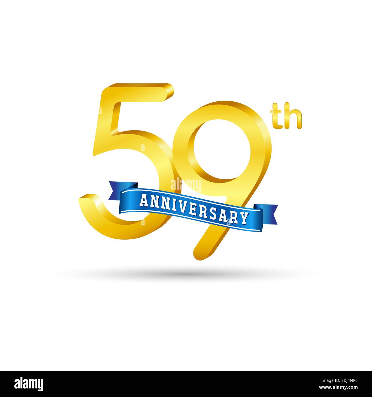 59th golden Anniversary logo with blue ribbon isolated on white ...