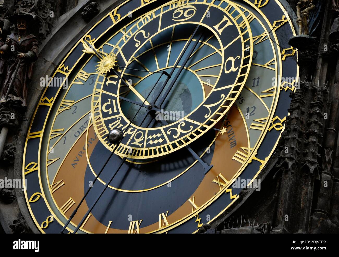 Very famous Prague Astronomic Clock (Prazsky Orloj) in Czech Republic Stock Photo