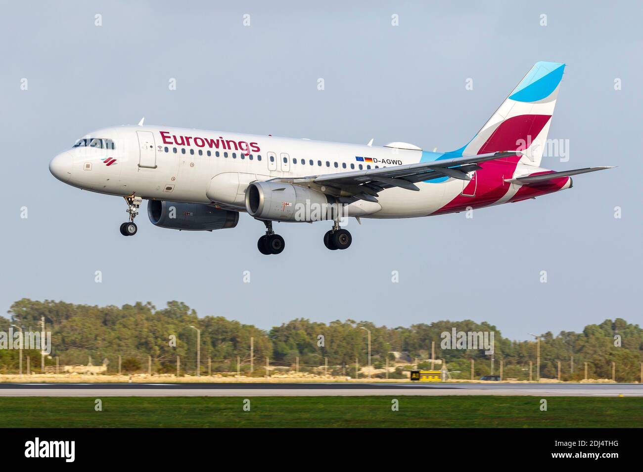 Eurowings Airbus A319-132 (Reg. D-AGWD) landing runway 31 in the