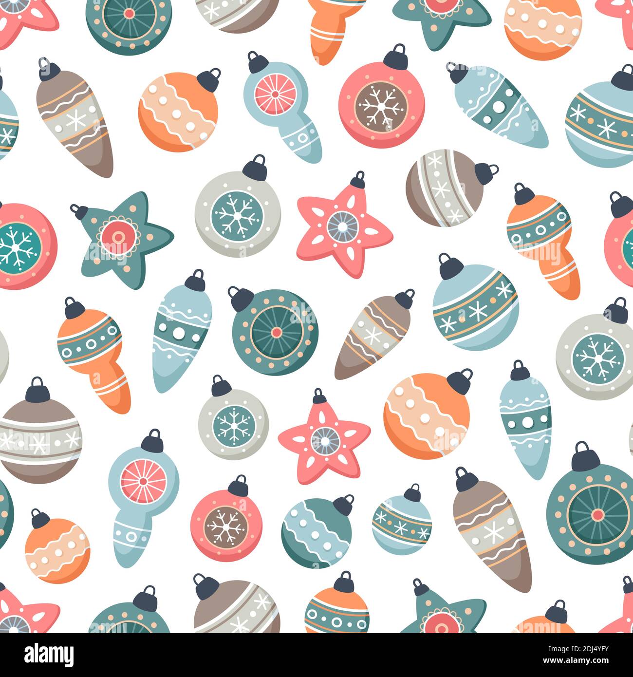 Christmas balls seamless pattern, vector illustration in flat cartoon ...