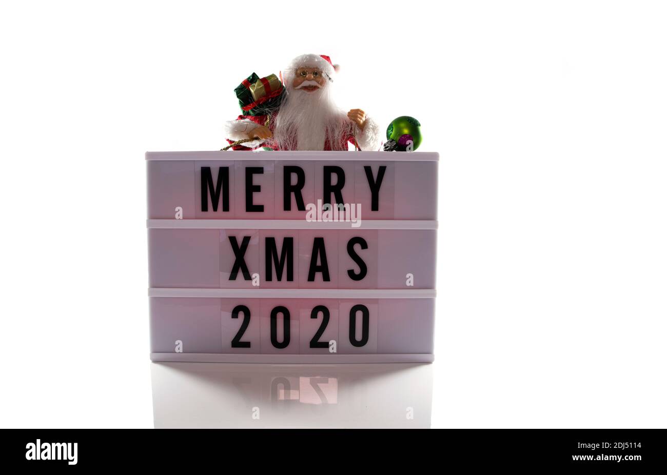 Santa Claus Holding text with merry xmas 2020 with white background and ...