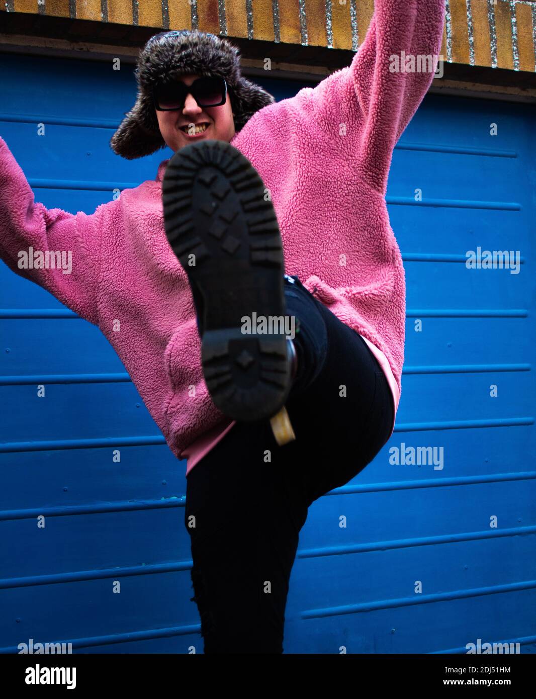 funny jumping handsome son Stock Photo Alamy