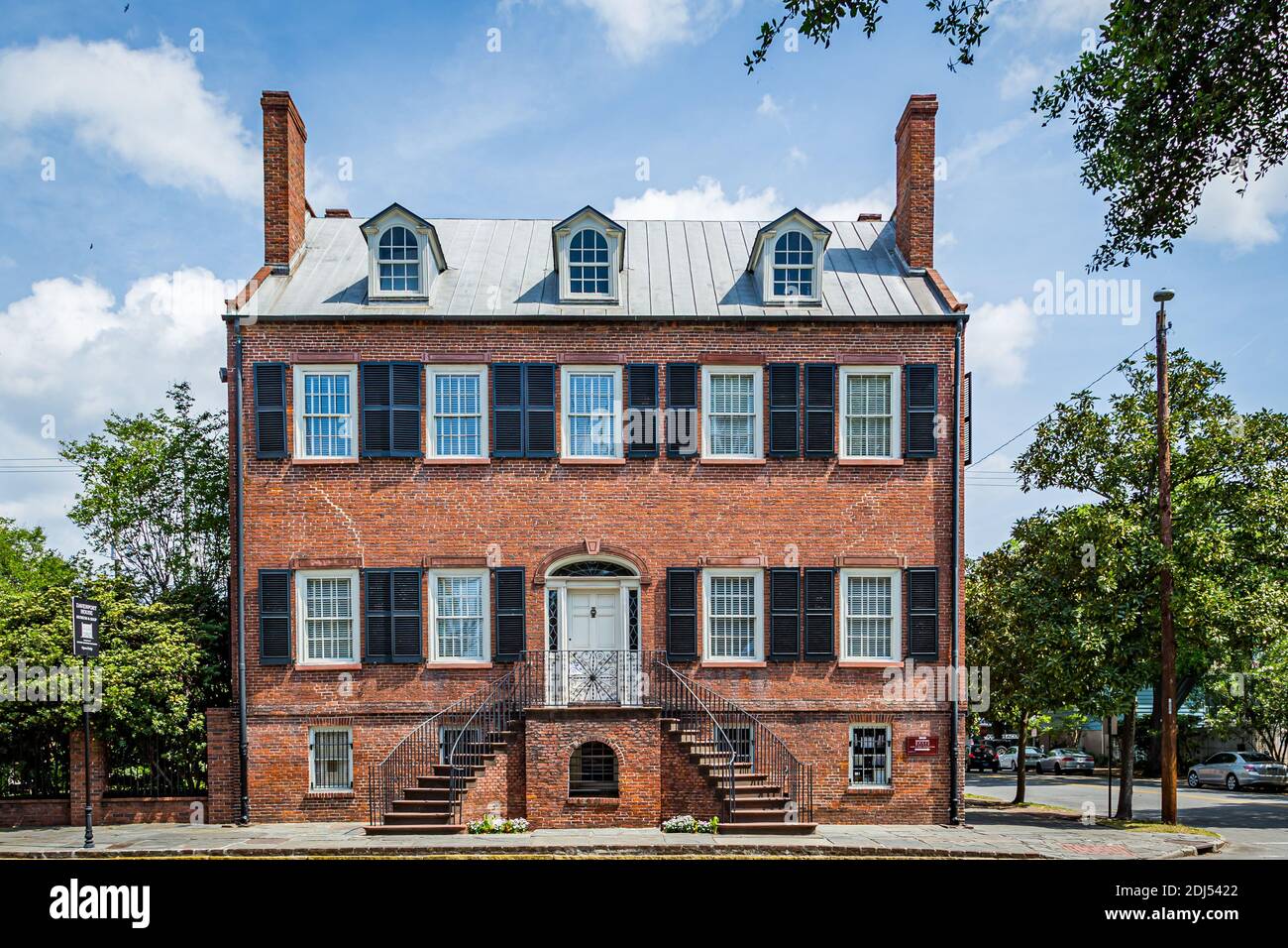 Savannah, GA / USA - April 22, 2016: The Isaiah Davenport House and Museum is located on the northwest corner of Columbia Square in Savannah, Georgia' Stock Photo