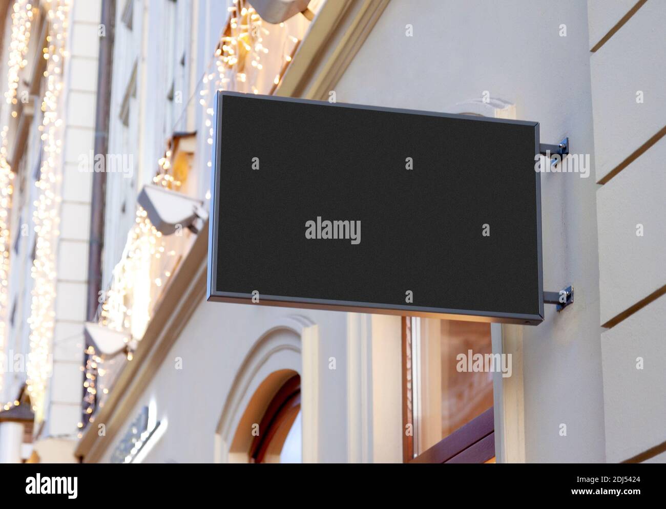 Modern outdoor shop sign with copy space to add company logo, blank