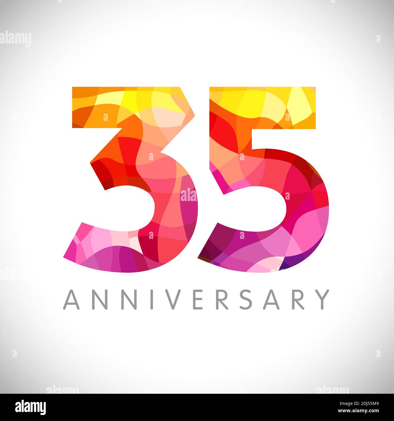 35 th anniversary numbers. 35 years old logotype. Bright congrats. Isolated abstract graphic web design template. Creative 3, 5 3D digits. Up to 35% p Stock Vector
