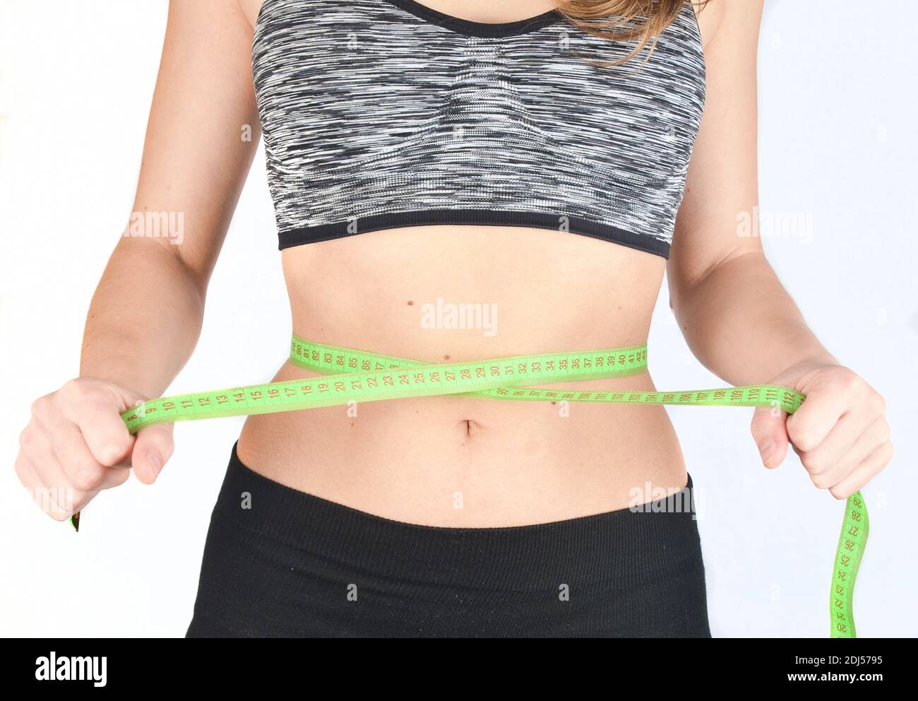 Measuring Bust, Waist, Hips. Beautiful Fit Girl Wrapped with Three Measuring  Tapes in Inch. Stock Photo - Image of slim, bust: 34747086