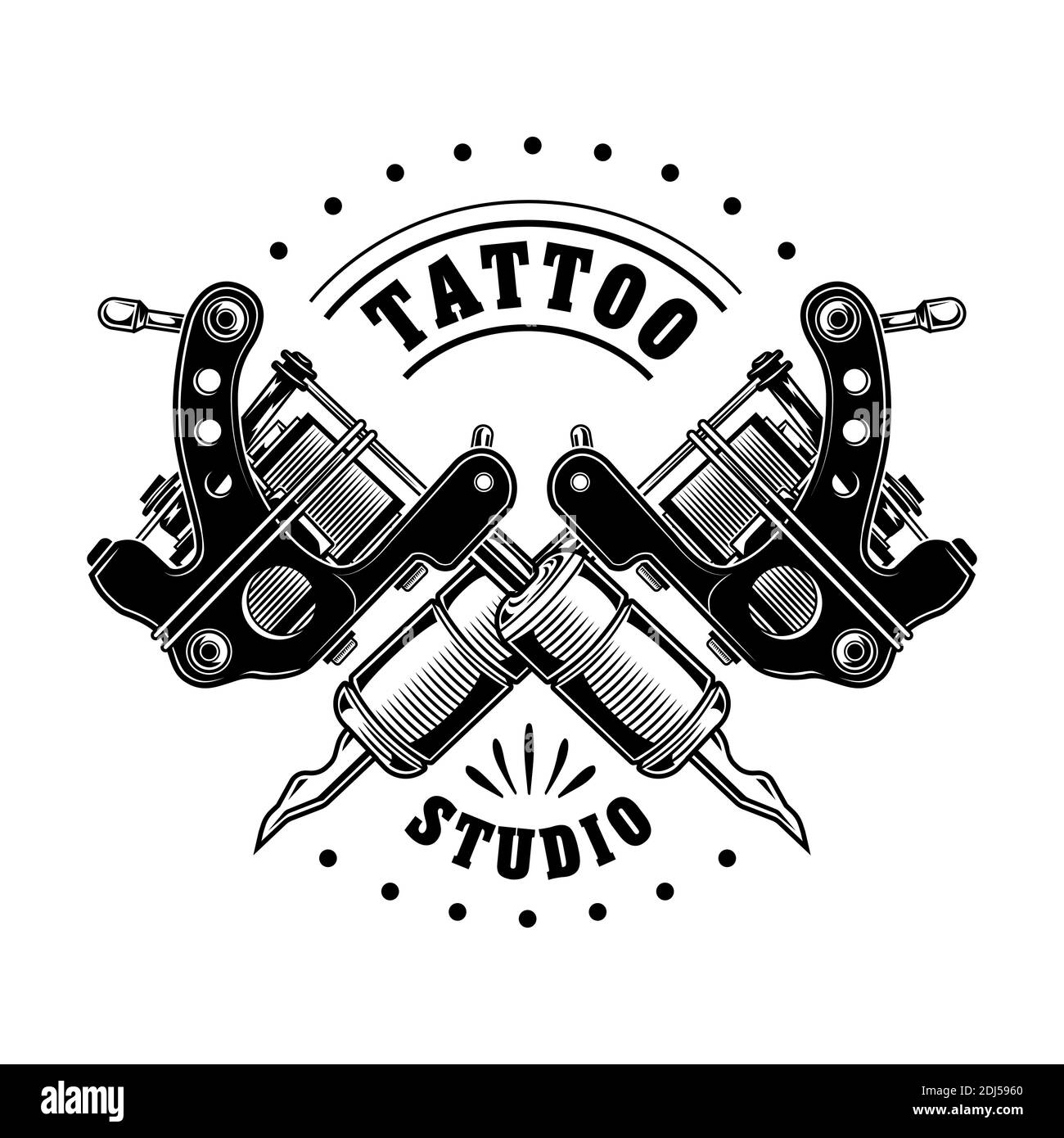 Vintage Tattoo Studio Badge Vector Illustration Monochrome Crossed Equipment For Professionals Tattoo Design And Style Concept Can Be Used For Retro Stock Vector Image Art Alamy