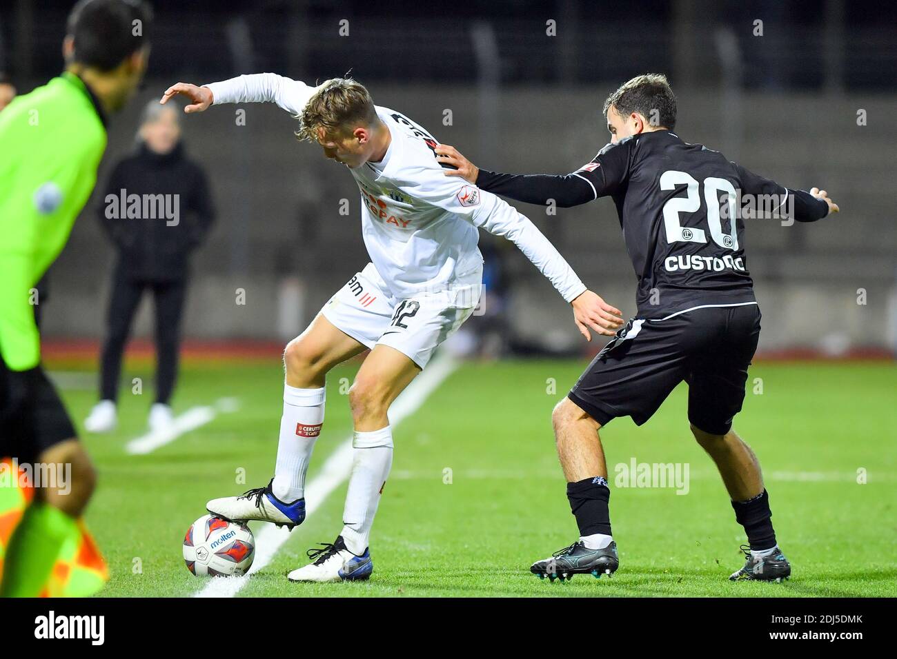 Lugano, Switzerland. 13th Dec, 2020. Blaz Kramer (#18 Zurich) and Oliver Custodio (#20 FC Lugano) in action during the Swiss Super League match between FC Lugano and FC Zürich Cristiano Mazzi/SPP Credit: SPP Sport Press Photo. /Alamy Live News Stock Photo