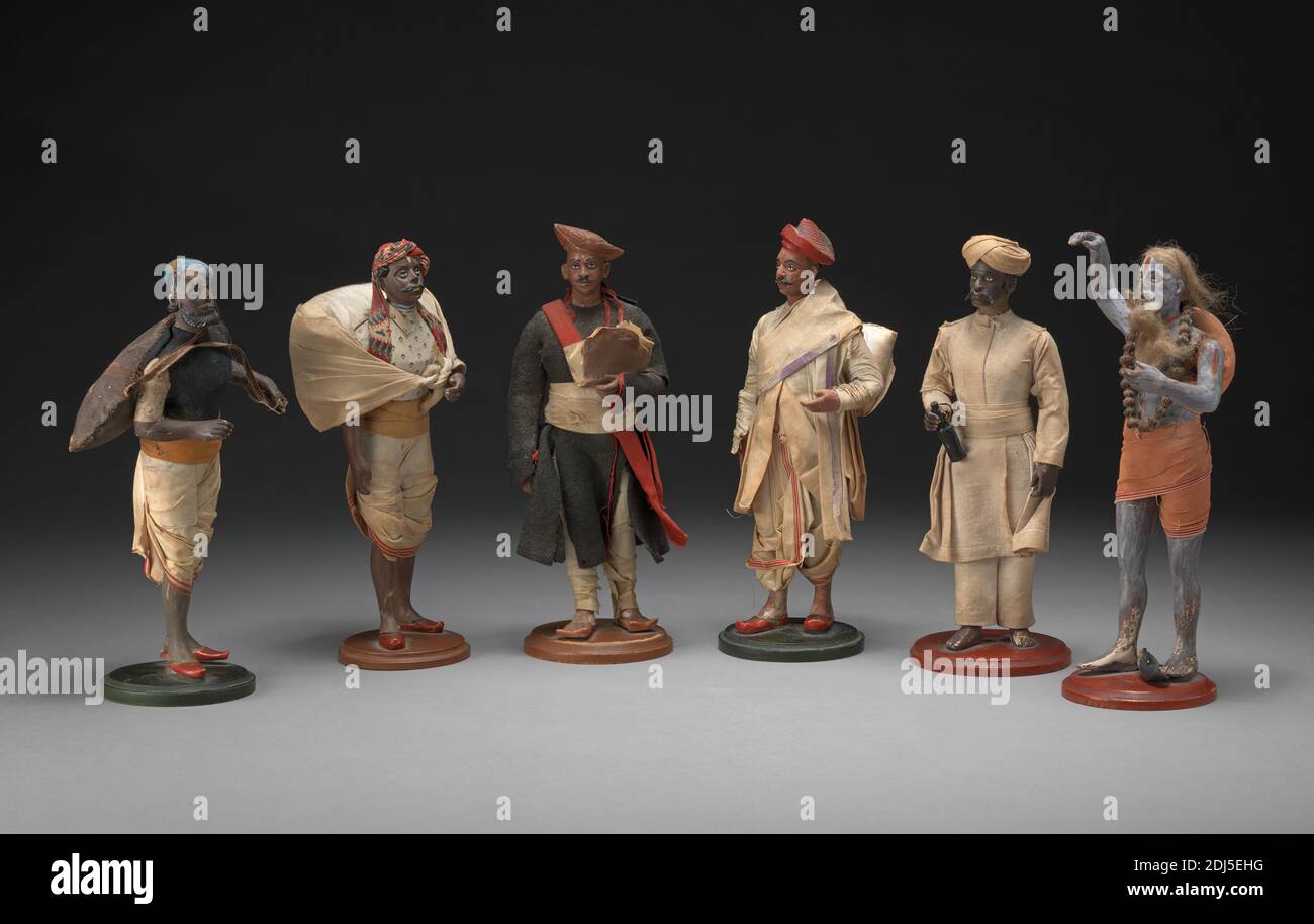 Indian Trades and Occupations, unknown artist, nineteenth century, between 1840 and 1850, Plaster, linen and wood, Overall: 8 inches (20.3 cm), costume, figure study, figures, men, trade Stock Photo