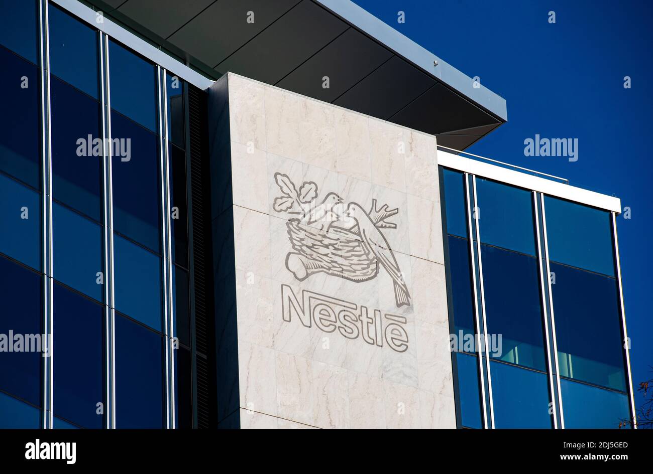 A sign of the world's biggest food company Nestle is seen at their