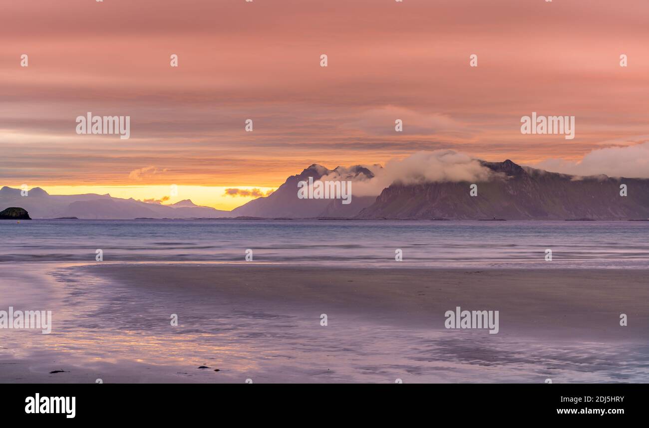 Norway sunset . sunset View from the Lofoten Islands - Norway Stock Photo