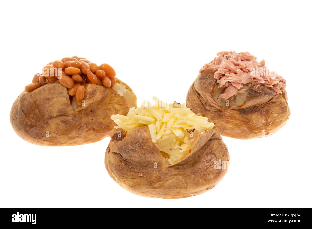 Jacket Potatoes With Three Different Fillings, Cheese, Tuna, Baked