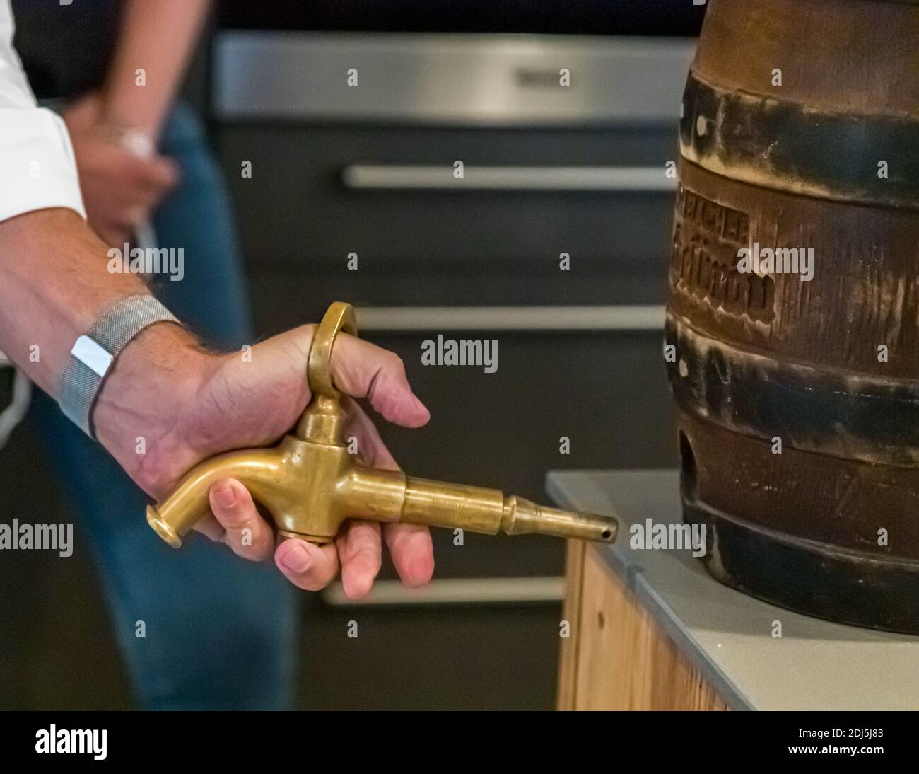 Tapping a beer keg in KemnathWaldeck, Germany Stock Photo Alamy