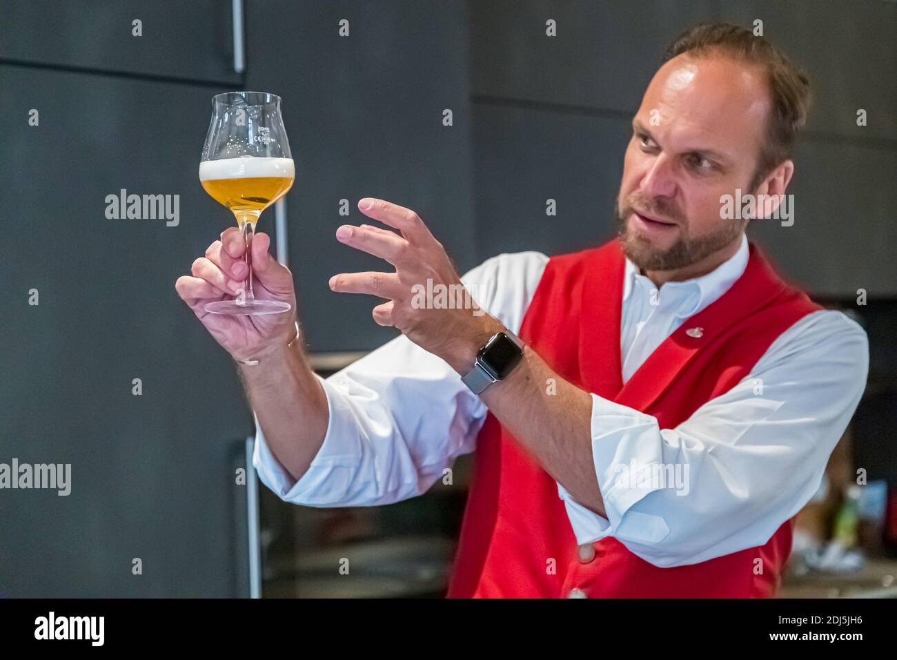 Beer-Tasting with Beer-Sommelier in Kemnath-Waldeck, Germany Stock Photo