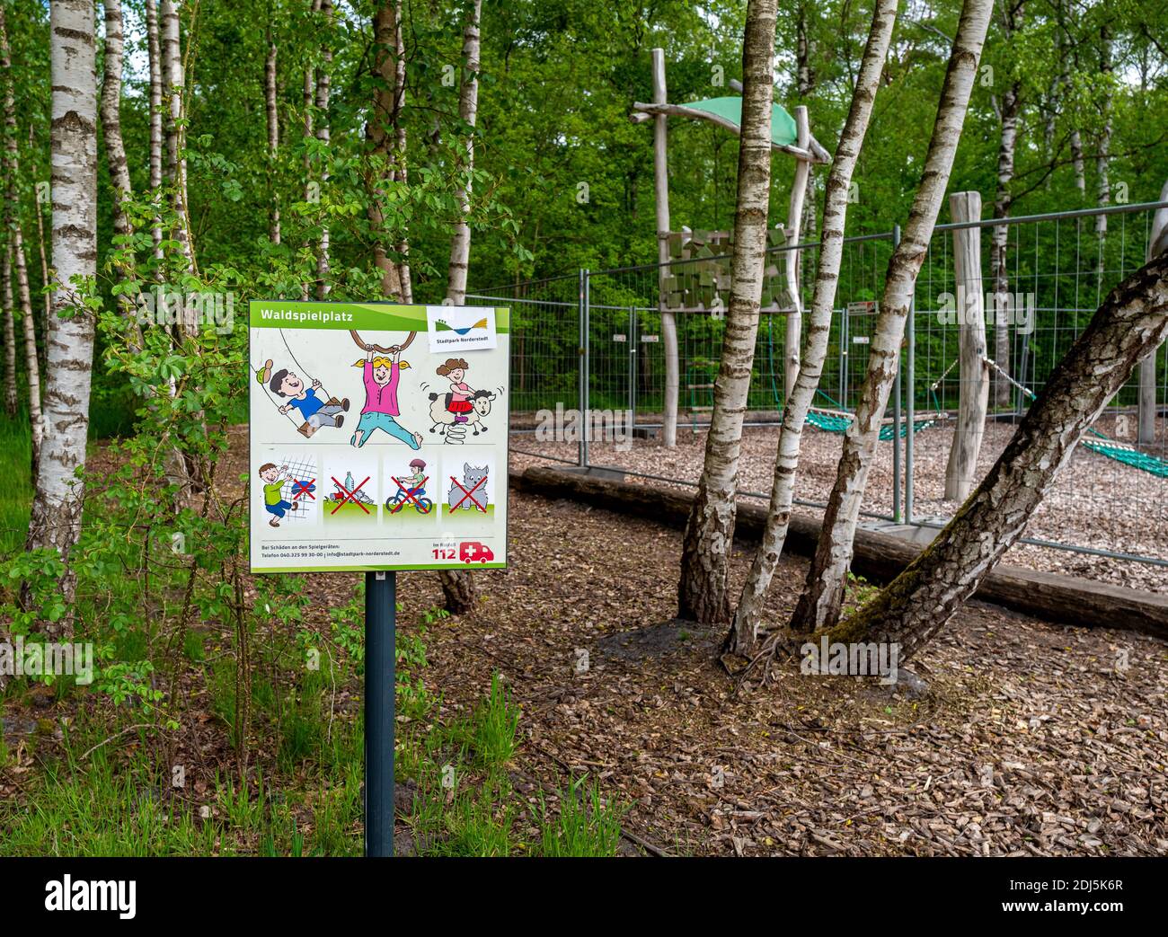 Locked Children S Playground In The City Park Of Norderstedt Stock Photo