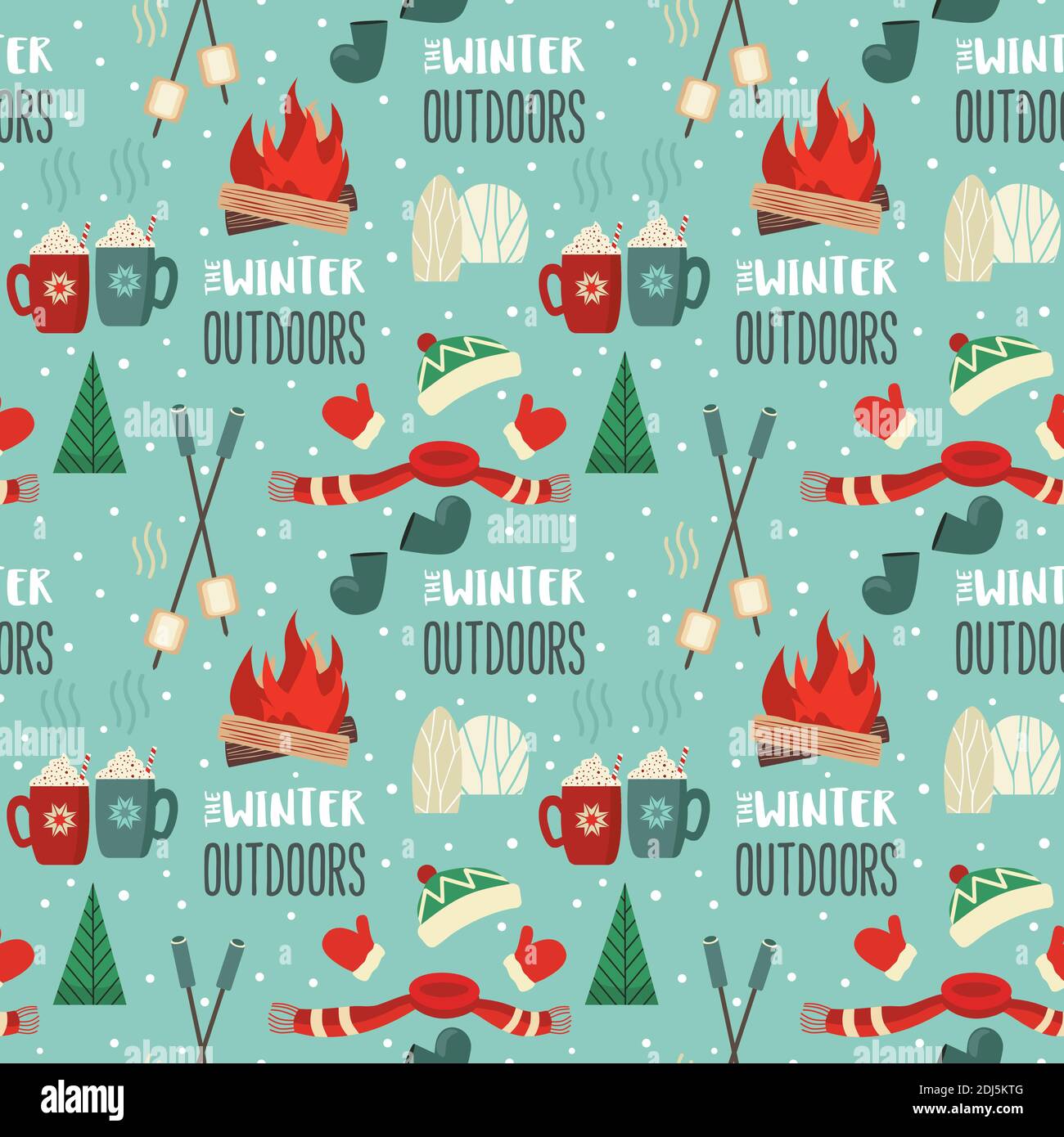 Winter outdoor leisure fun seamless vector pattern Stock Vector