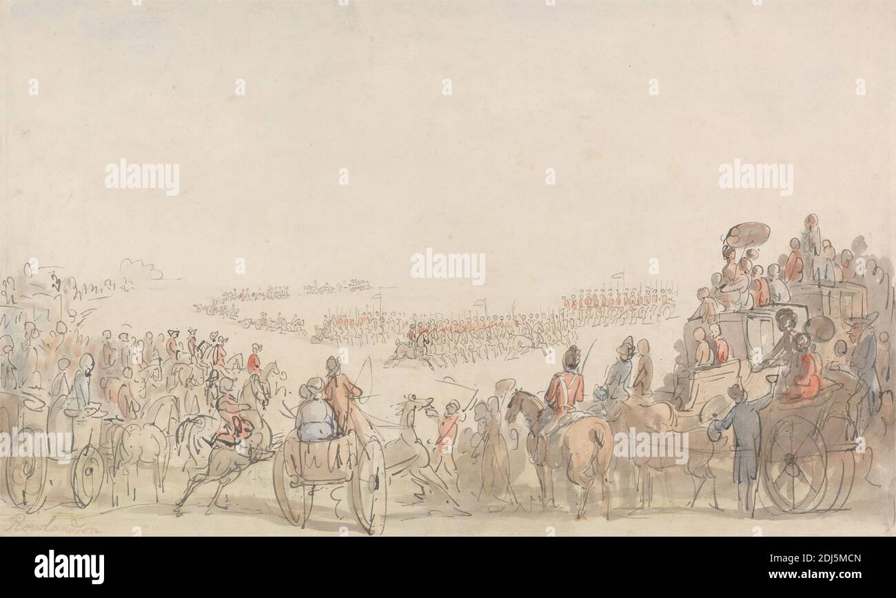 Review Of Light Horse Volunteers On Wimbledon Common Thomas Rowlandson 1756 17 British 1798 Watercolor With Pen And Gray Ink Over Graphite On Moderately Thick Slightly Textured Blued White Wove Paper Sheet 9
