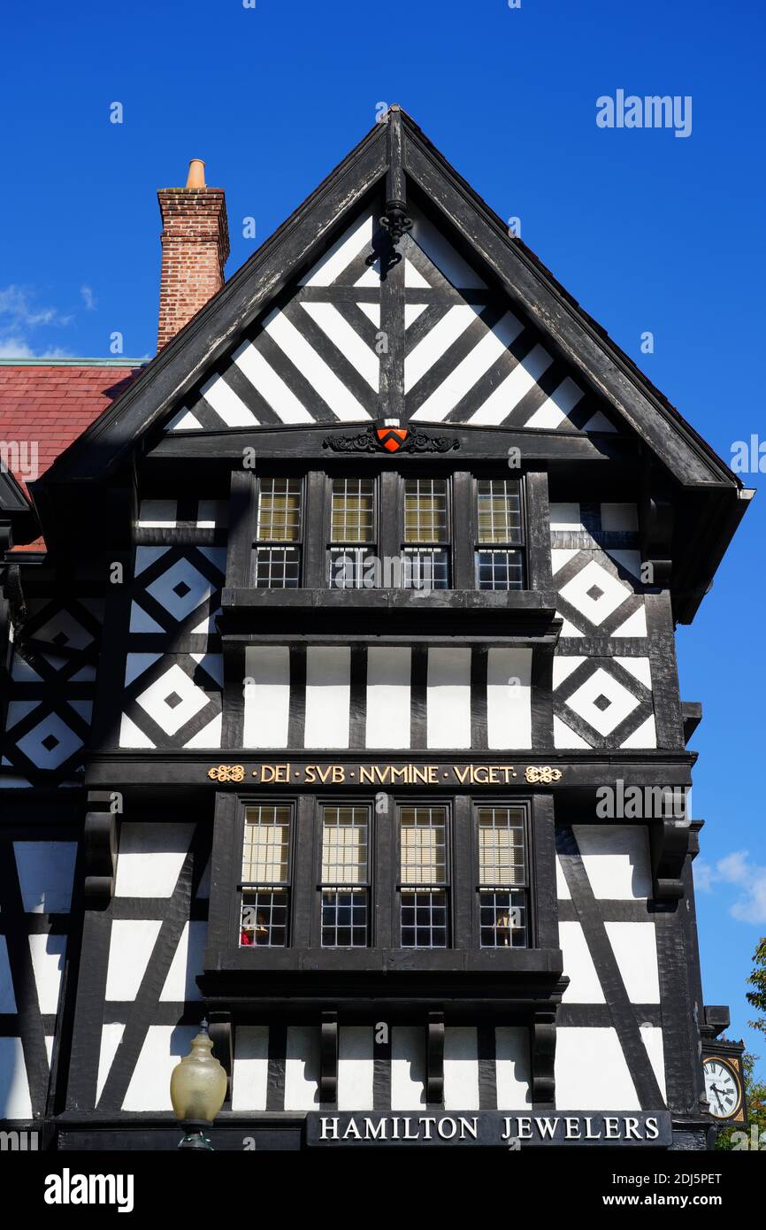 PRINCETON, NJ 30 SEP 2020 View of Hamilton Jewelers, a landmark Tudor