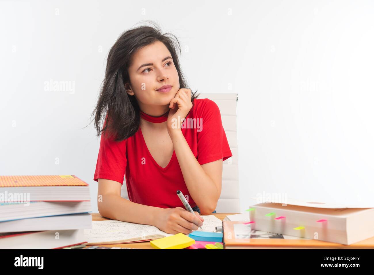 Happy teenage girl with books Stock Photo