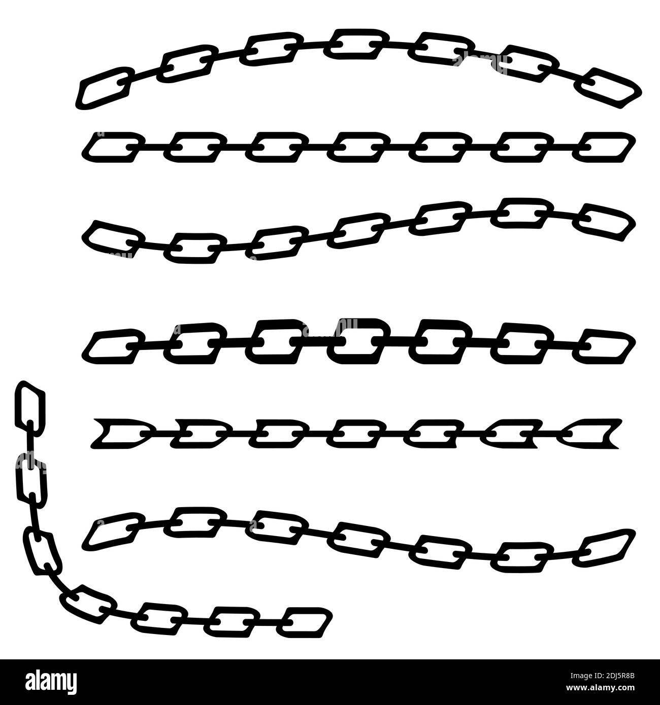 Set of Different Chain Isolated on White Background Stock Vector