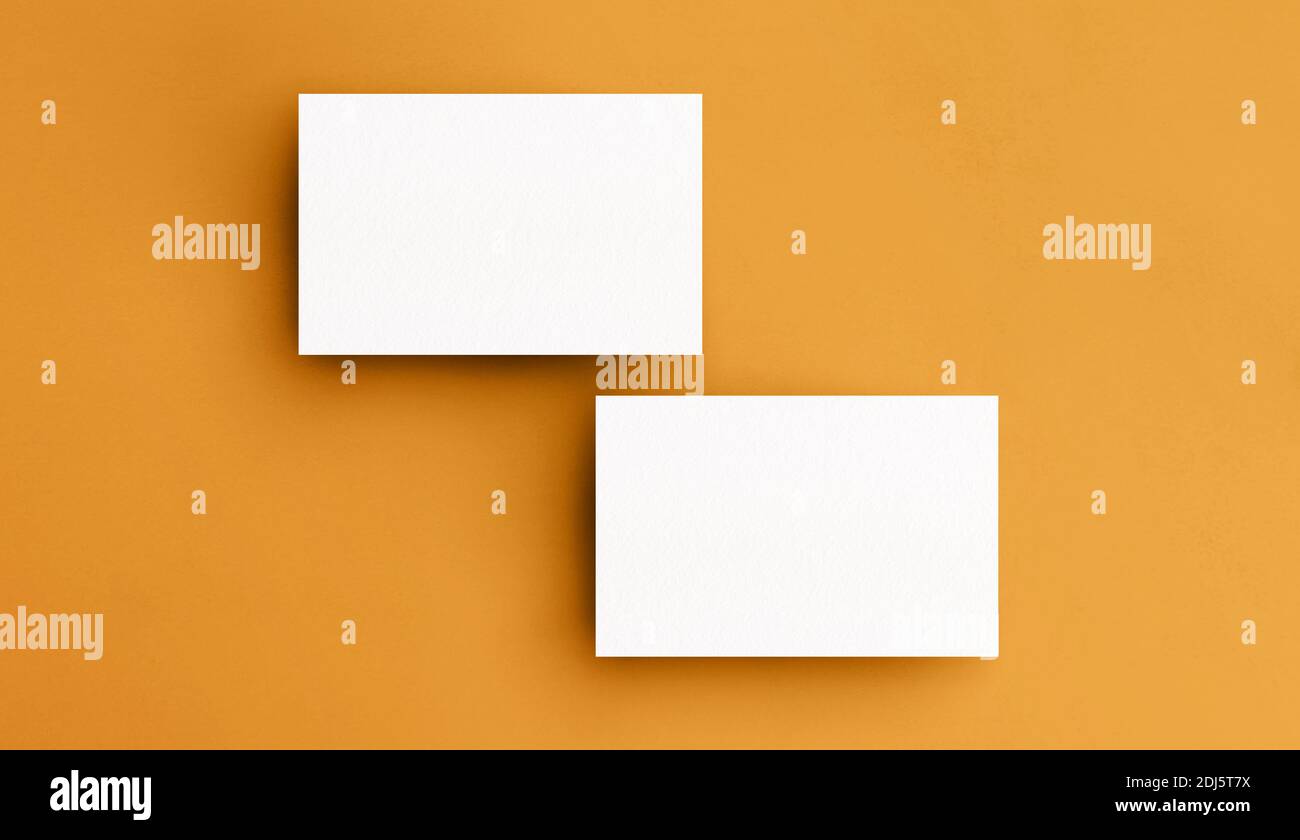 Download Two Business Card Mockup On A Yellow Surface Background Branding Design Concept Insert Your Design Stock Photo Alamy