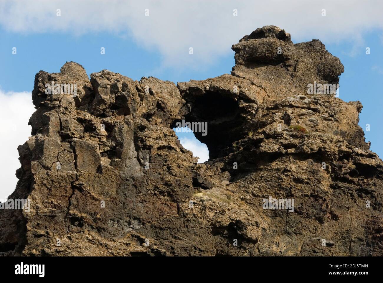 Europa, Island, Iceland, Vulkanlandschaft Dimmuborgir am Myvatn, Mueckensee, 'dunkle Burgen' Stock Photo