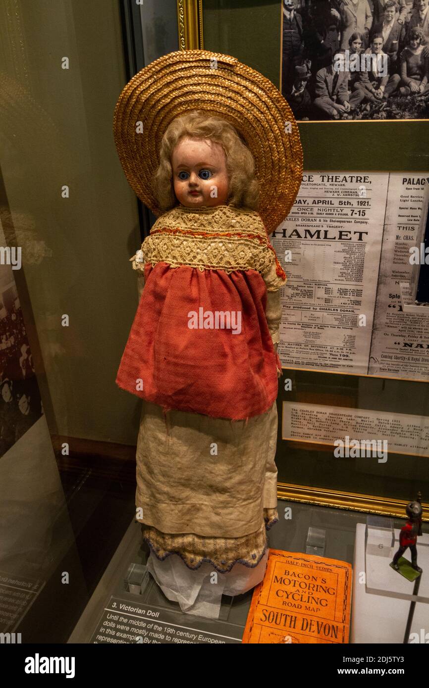 A Victorian doll on display in the National Civil War Centre, Newark Museum, Newark-on-Trent, Notts, UK. Stock Photo