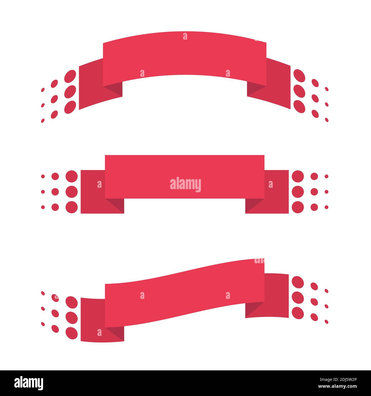 Set of red isolated ribbons banners on white background. Simple flat ...