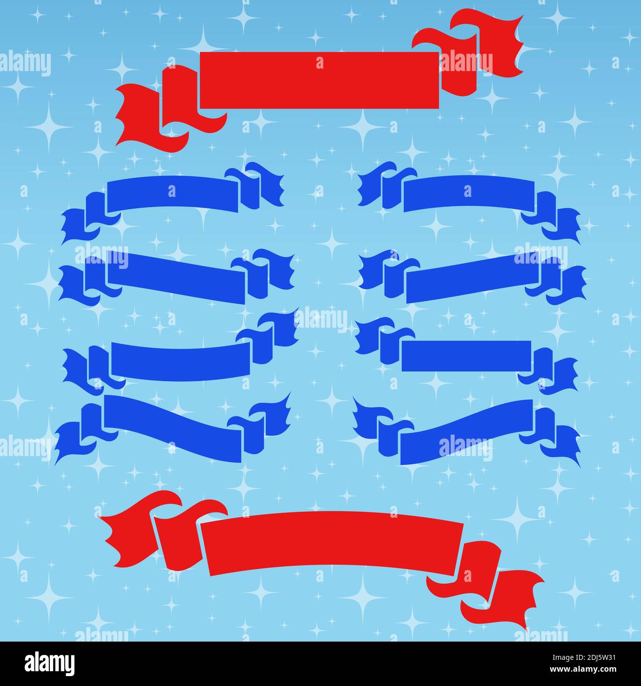 Set of colored flat isolated ribbon banner on blue background Stock ...