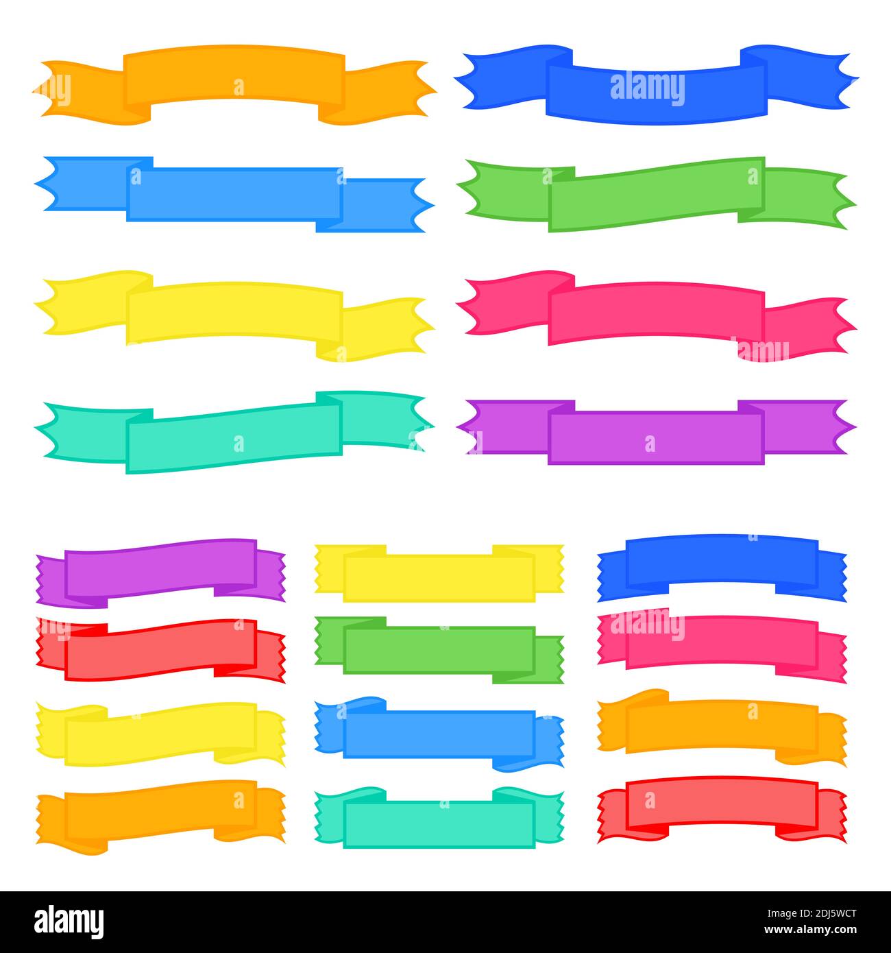 Set of colored long and short insulated ribbons isolated on white ...