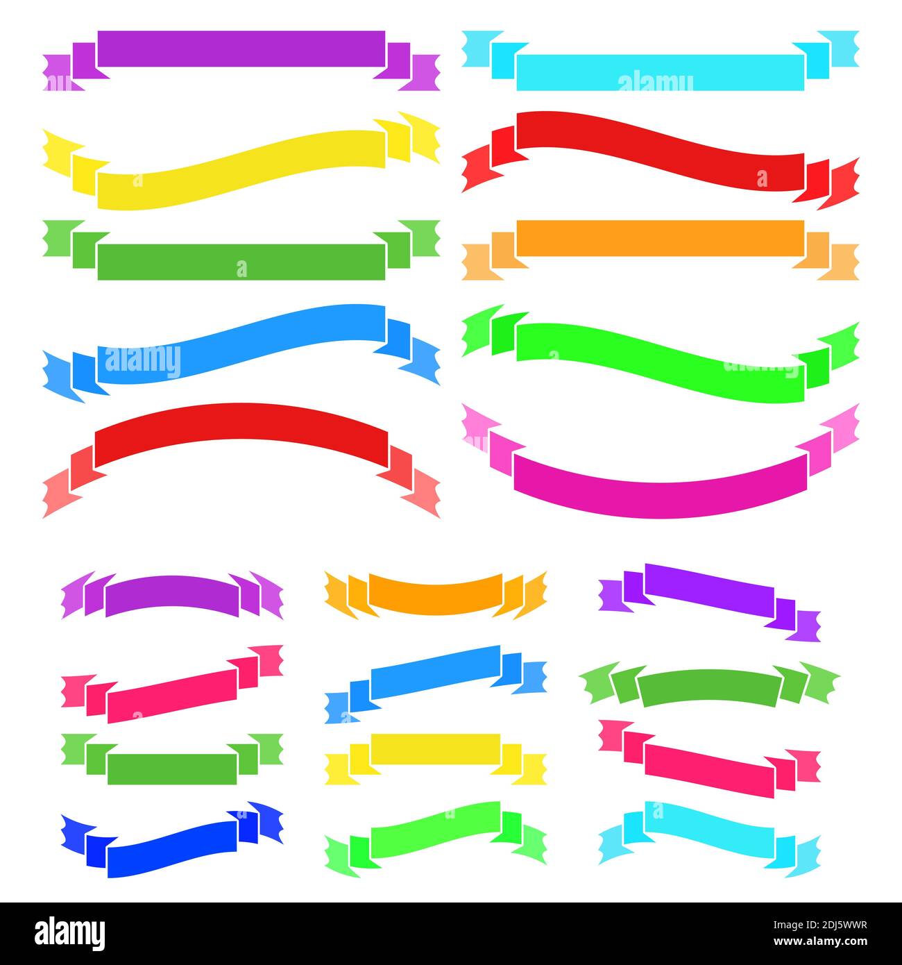 Set of colored long and short insulated ribbons isolated on white ...