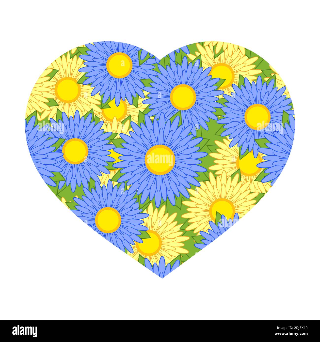 Colorful isolated heart on a white background. With a romantic flower ...