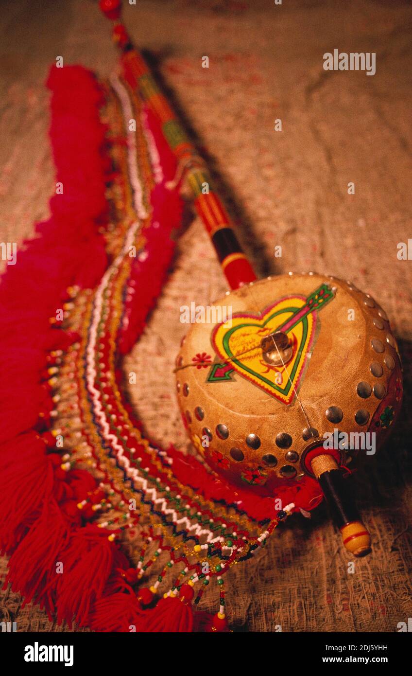 Sufi Music in the Indus Valley Yaktaro or Ektara instrument,Sindh ,Pakistan Stock Photo