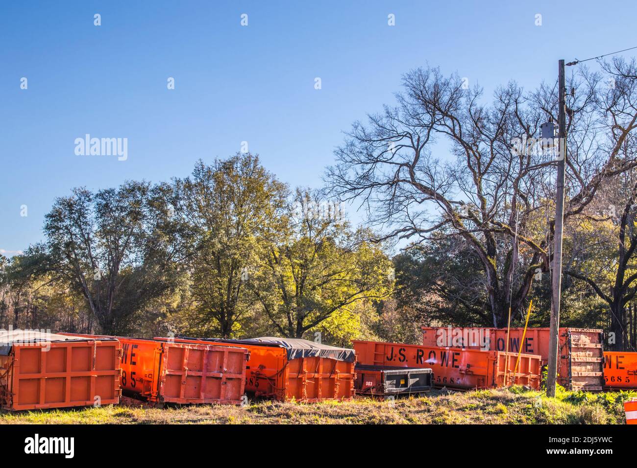 Augusta, Ga USA - 11 04 20: Row of Waste containers Stock Photo