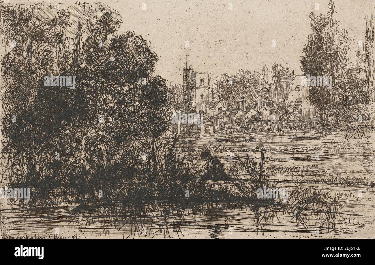 Twickenham Church Print Made By Francis Seymour Haden 1818 1910 British 1865 Etching With Drypoint Sheet
