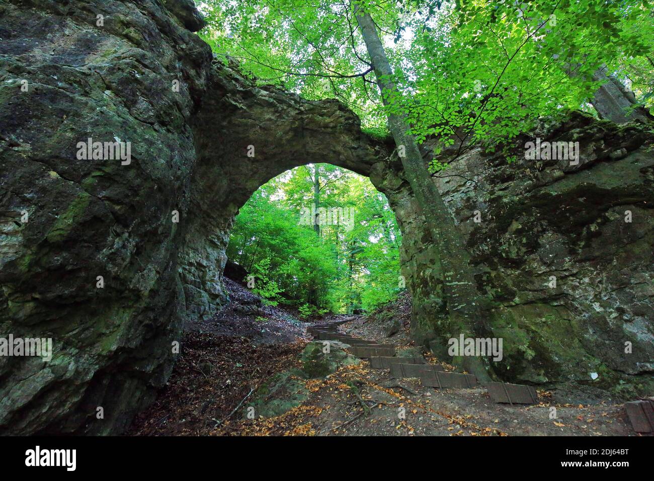 The rock gate is a sight of Emmendorf near Kinding Stock Photo