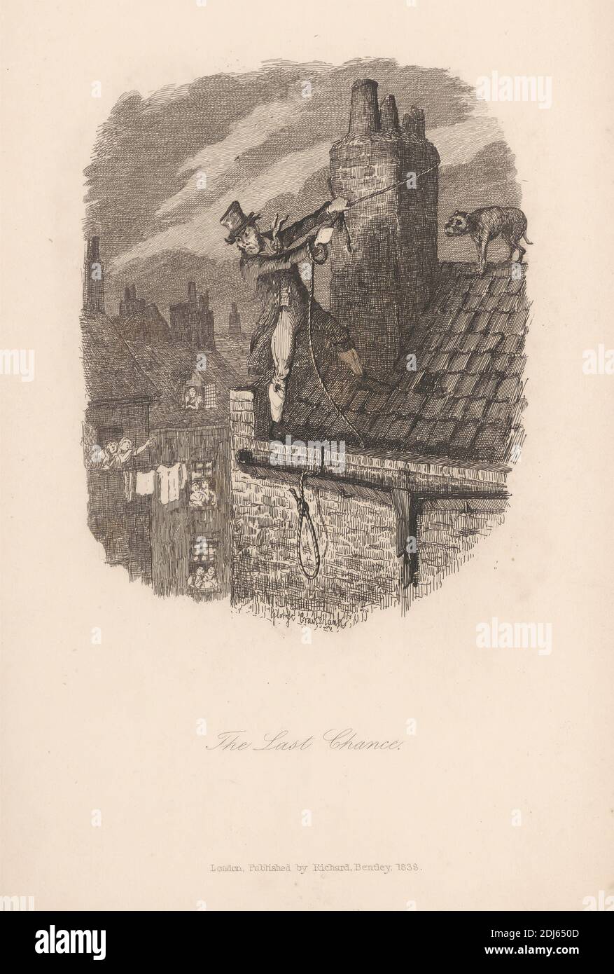 The Last Chance, Print made by George Cruikshank, 1792–1878, British, 1838, Etching on medium, slightly textured, cream wove paper Stock Photo