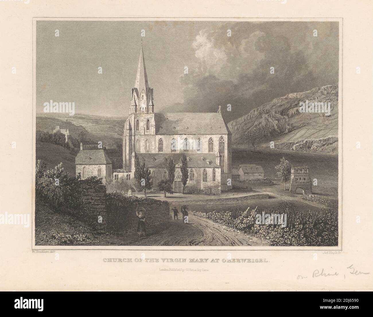 Church of the Virgin Mary at Oberweisel, Print made by James Tingle, active ca. 1830–1860, after William Tombleson, ca.1795–1835, British, undated, Line engraving on medium, slightly textured, cream wove paper Stock Photo