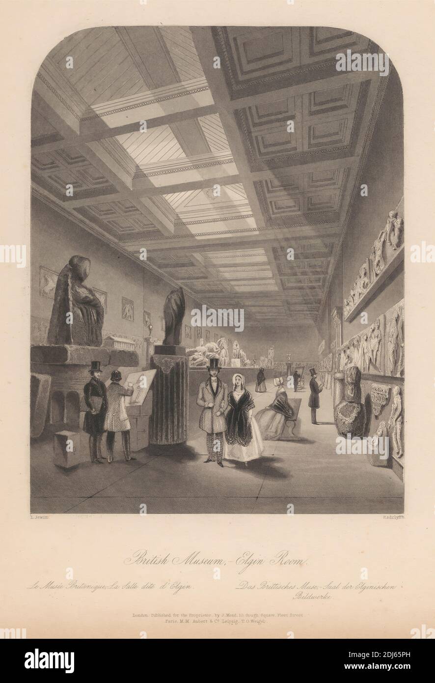British Museum, Elgin Room, Print made by Edward Radclyffe, 1809–1863, British, after Llewellynn Jewitt, British, 1844, Line engraving on medium, slightly textured, cream wove paper Stock Photo