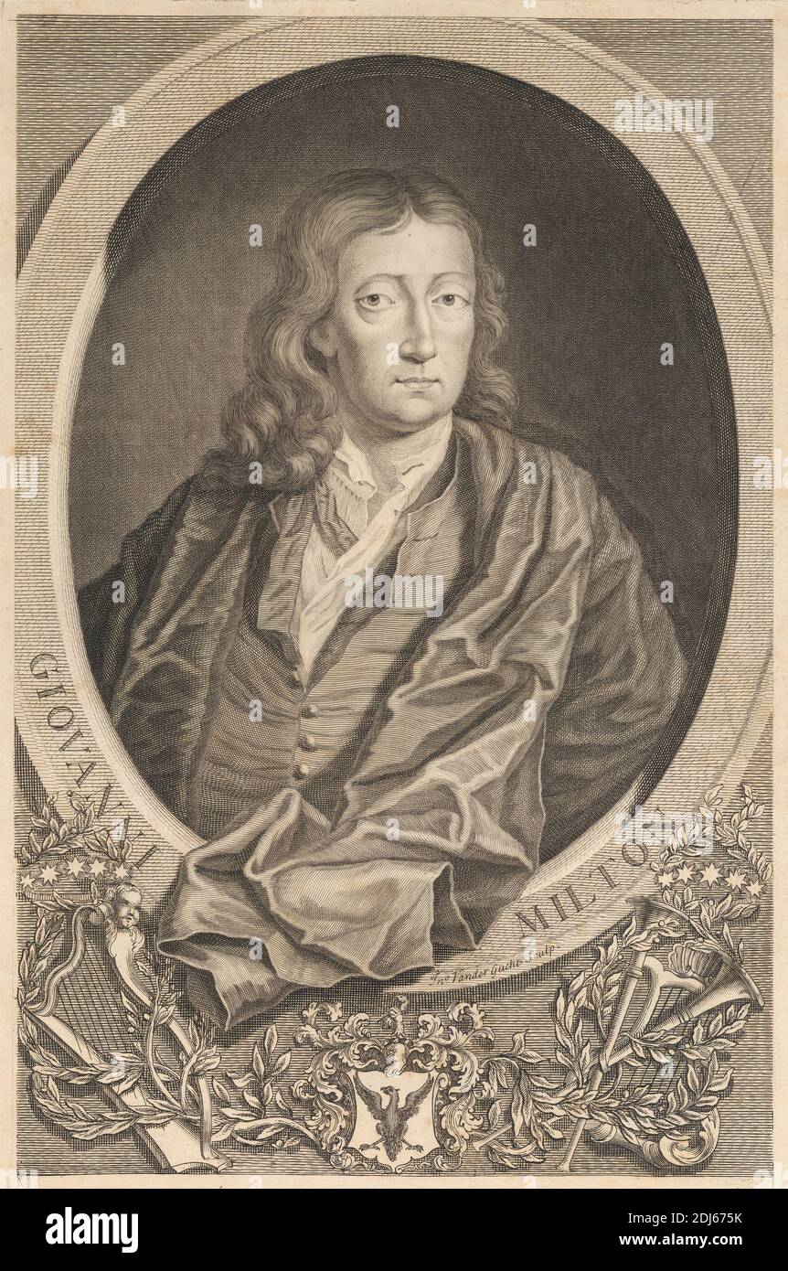John Milton, Print made by John Vandergucht, born 1697–possibly died 1732, British, undated, Engraving on medium, slightly textured, cream laid paper Stock Photo