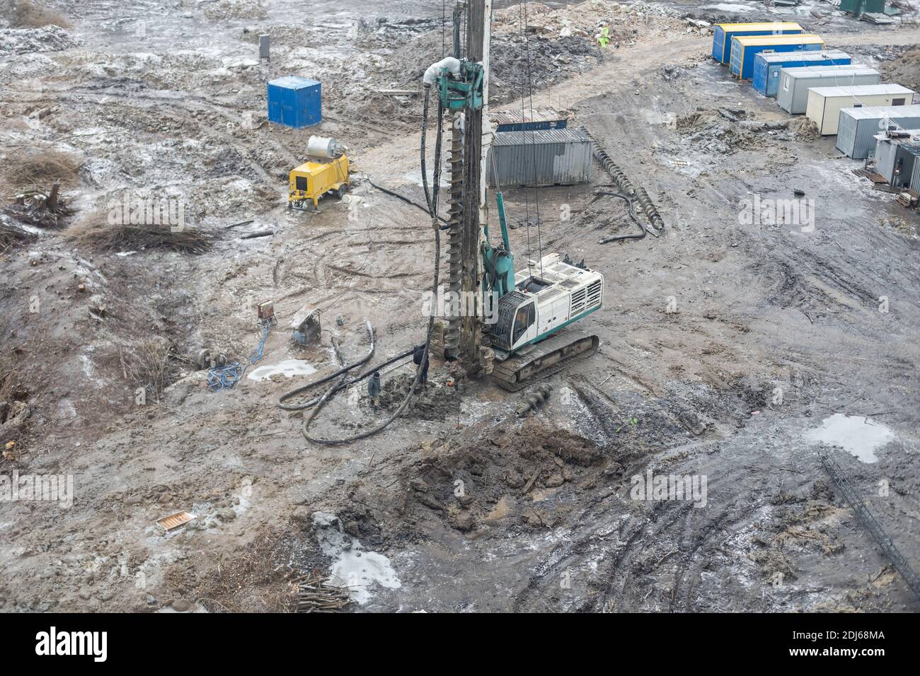Drilling construction, construction drill into the ground Stock Photo