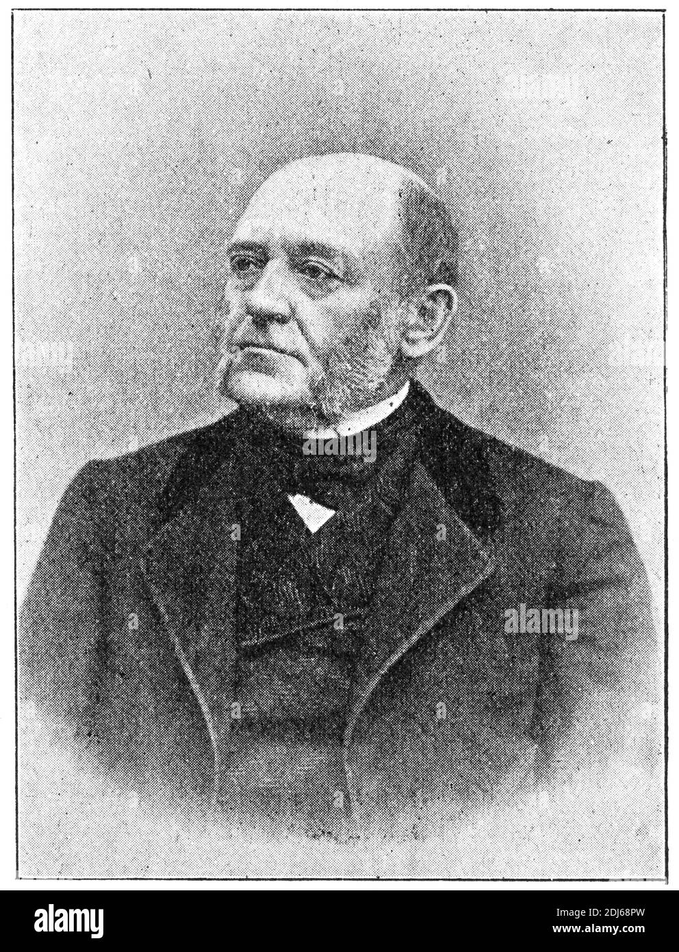 Portrait of Baron Carl von Rokitansky - a Bohemian physician, pathologist, humanist philosopher and liberal politician. Illustration of the 19th century. Germany. White background. Stock Photo