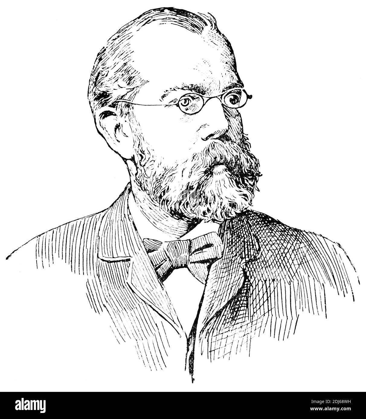 Portrait of Heinrich Hermann Robert Koch - a German physician and microbiologist. Illustration of the 19th century. Germany. White background. Stock Photo