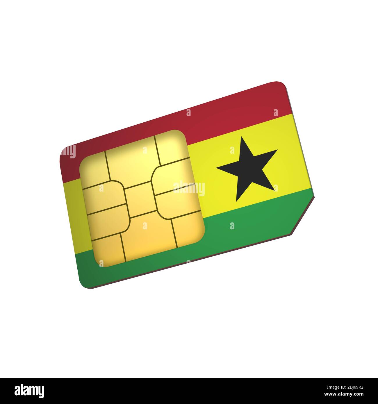 3D mobile phone sim card chip with Flag of Ghana isolated on a white  background. 3d Rendering Stock Photo - Alamy
