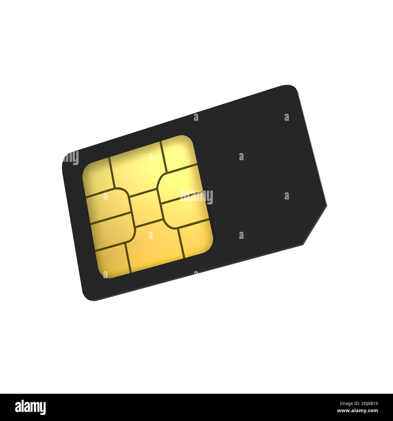 3D mobile phone sim card chip with a black baclground isolated on a