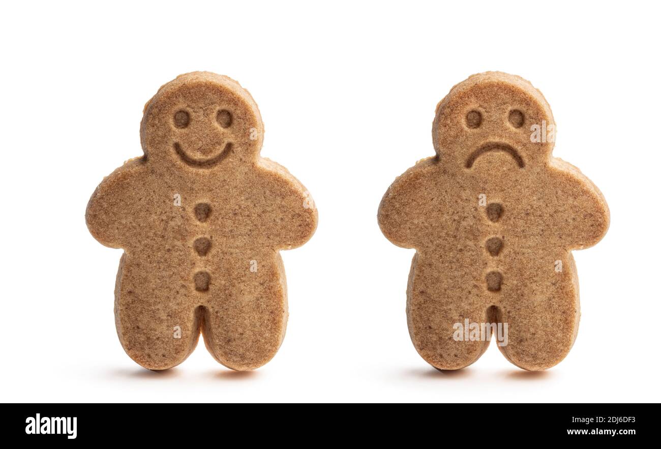 Set of  baked gingerbread man cookies isolated on white Stock Photo