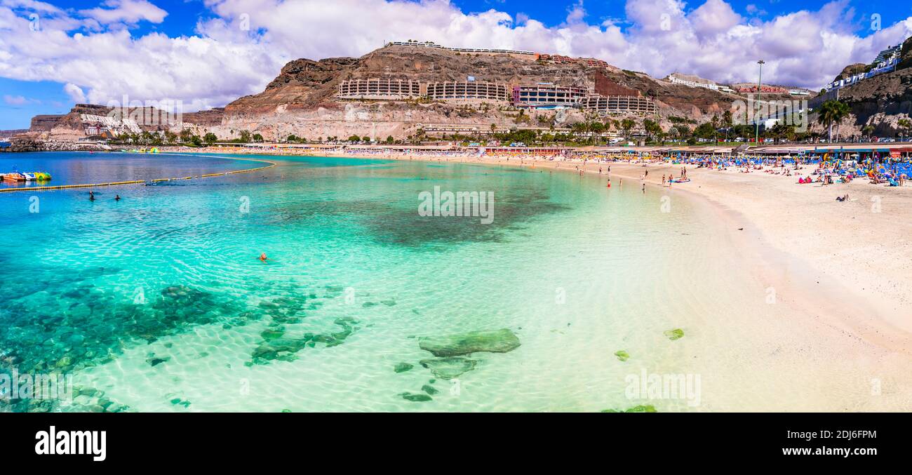 Best beaches of Grand Canary - Playa de los amadores. Canary islands of Spain Stock Photo