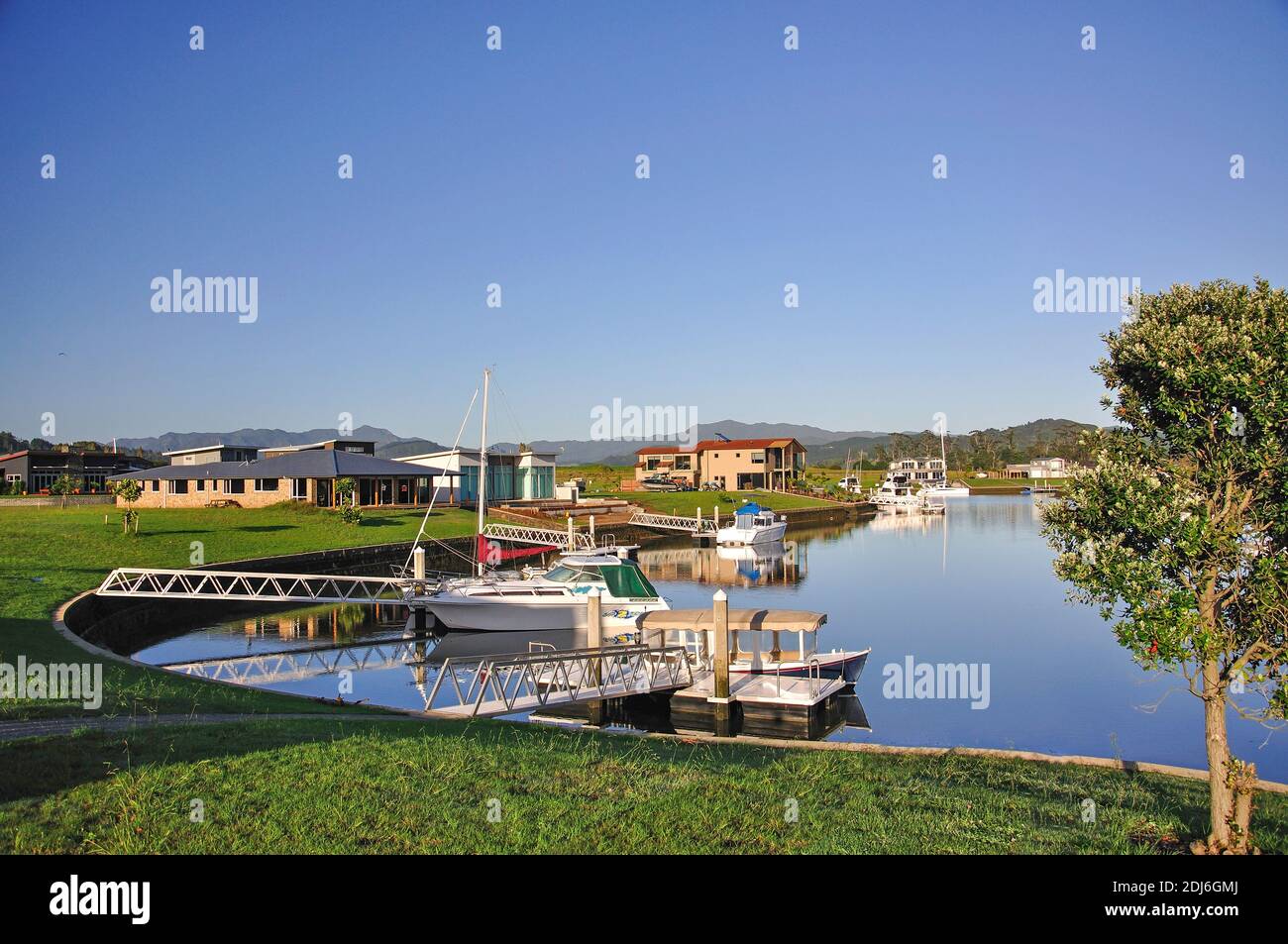 Whitianga Waterways Housing Development, Whitianga, Mercury Bay, Coromandel Peninsula, Waikato Region, North Island, New Zealand Stock Photo