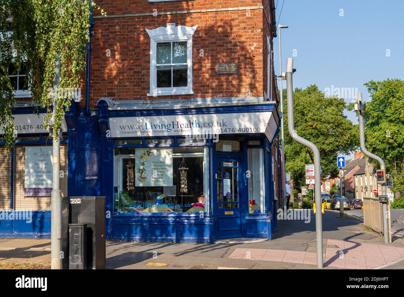 The birthplace of Margaret Thatcher, first female Prime Minister of the UK, (now Living Health Chiropractic Clinic), Grantham, Lincolnshire, UK. Stock Photo